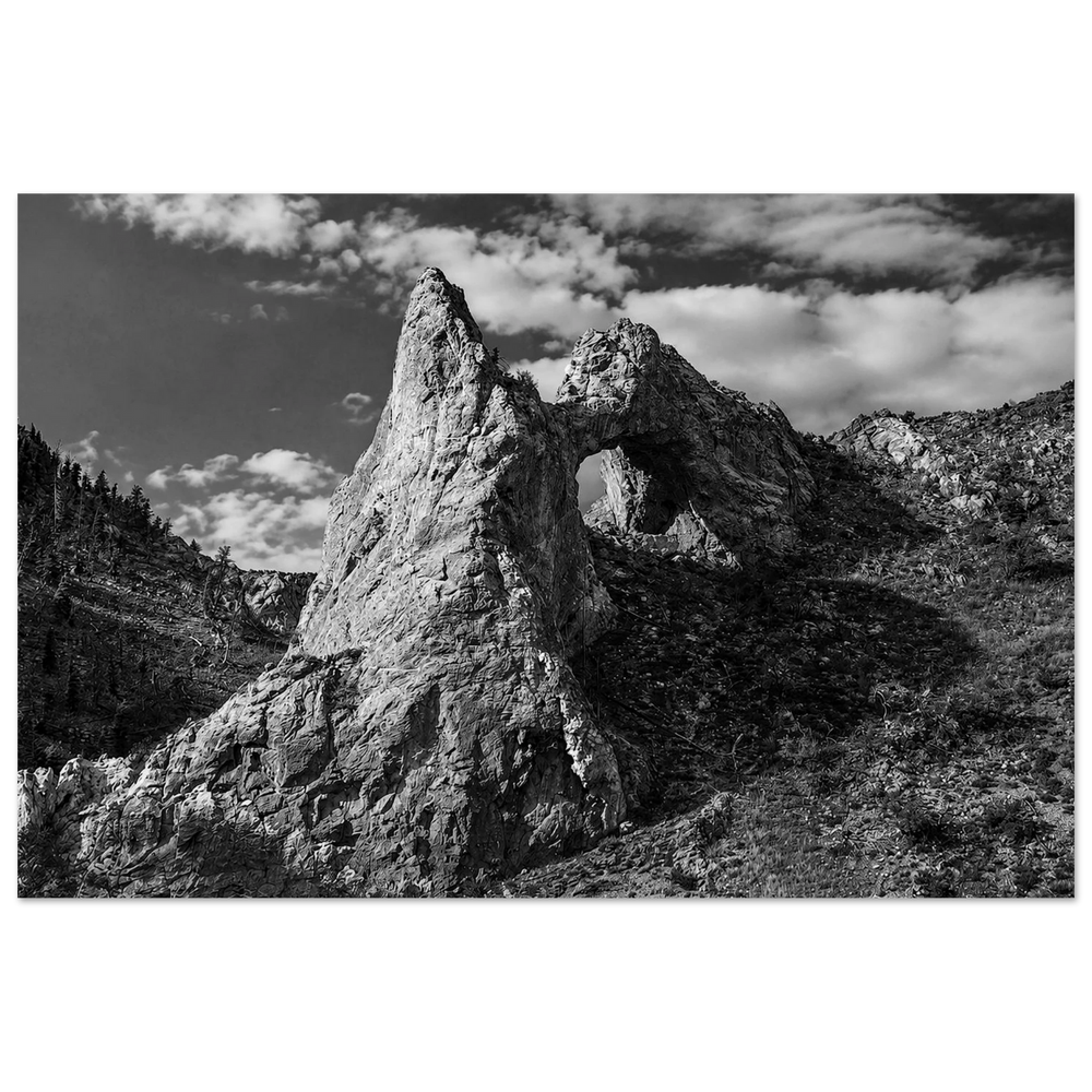 Sunlit Monolith with Arch and Hillside by Robert Moss – Fine Art Photography Print