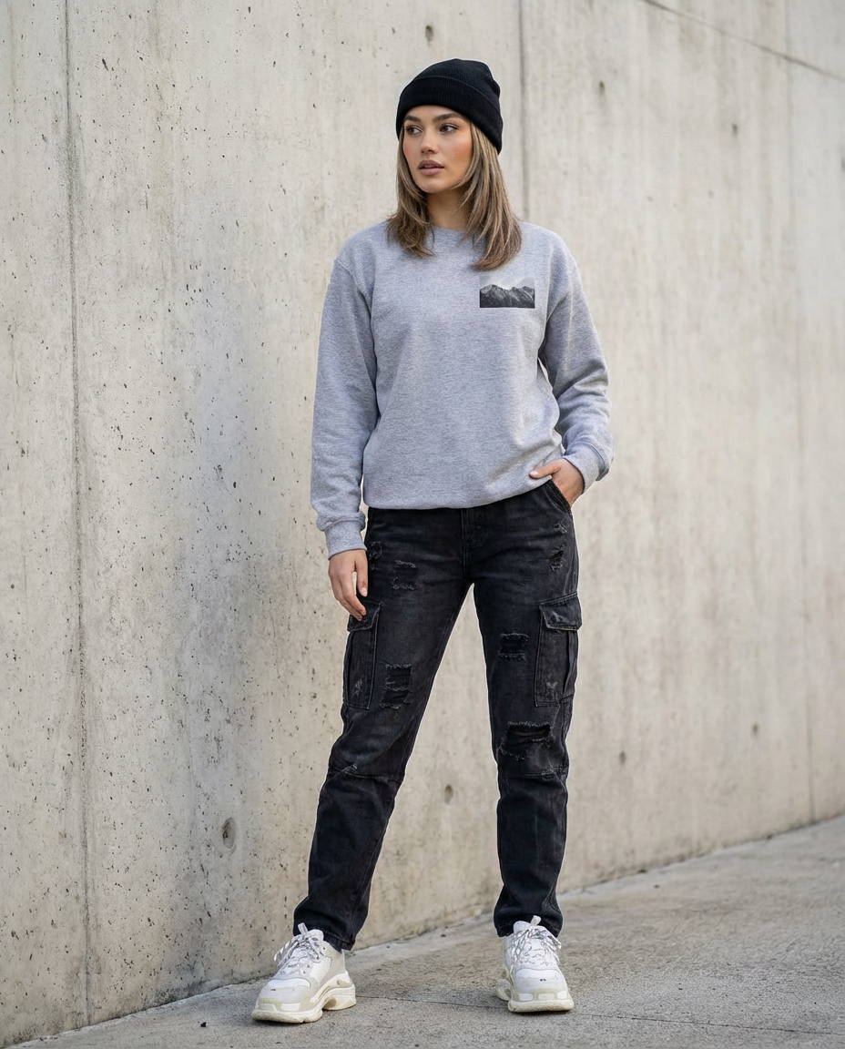 Wyoming Mountain Peaks, The WYldlife Fund, Crewneck Sweatshirt – Wildlife Apparel by Moss Apparel