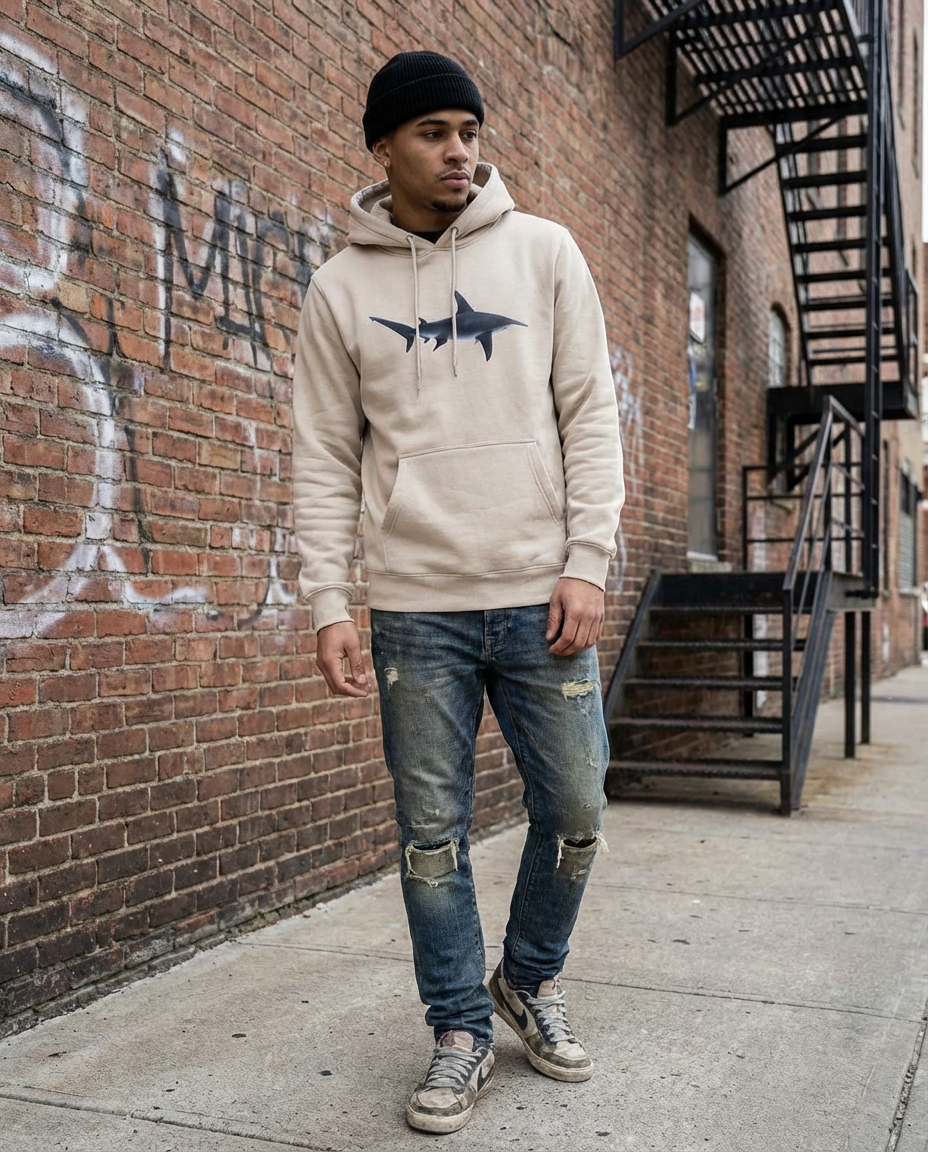 Hammerhead Shark Cruising, Moss Apparel, Shark Style Hoodie