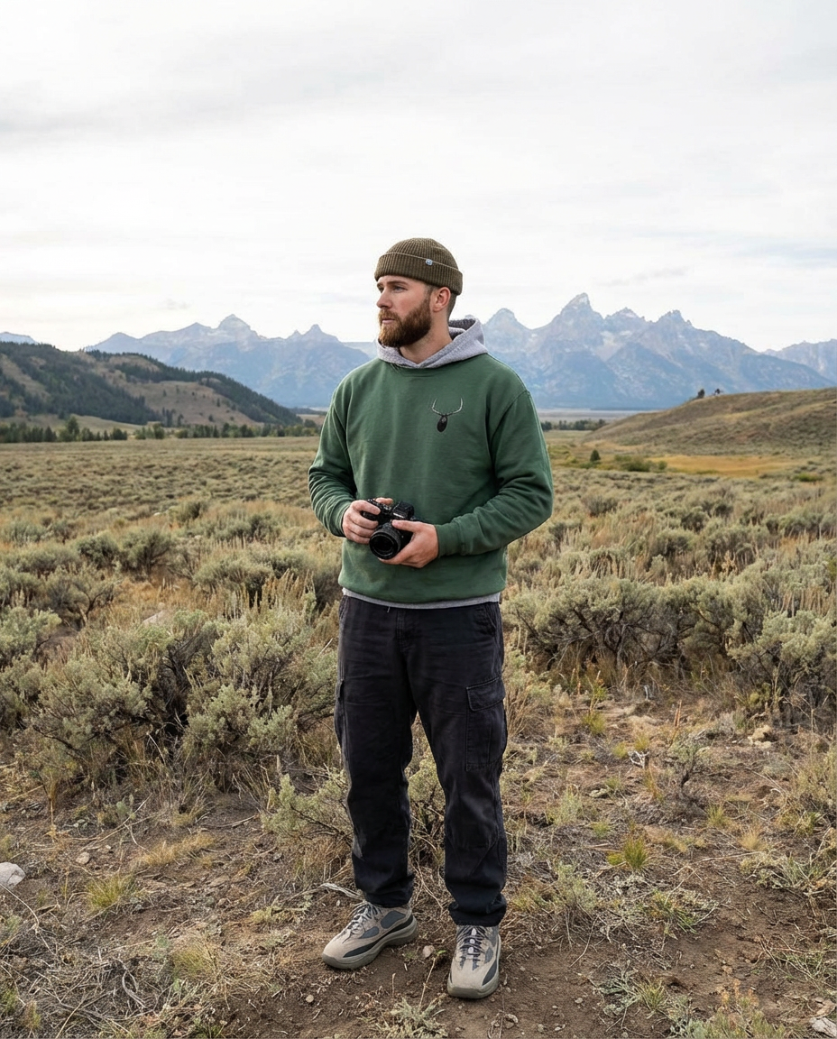 Elk Antlers, The WYldlife Fund, Moss Apparel, Crewneck Sweatshirt