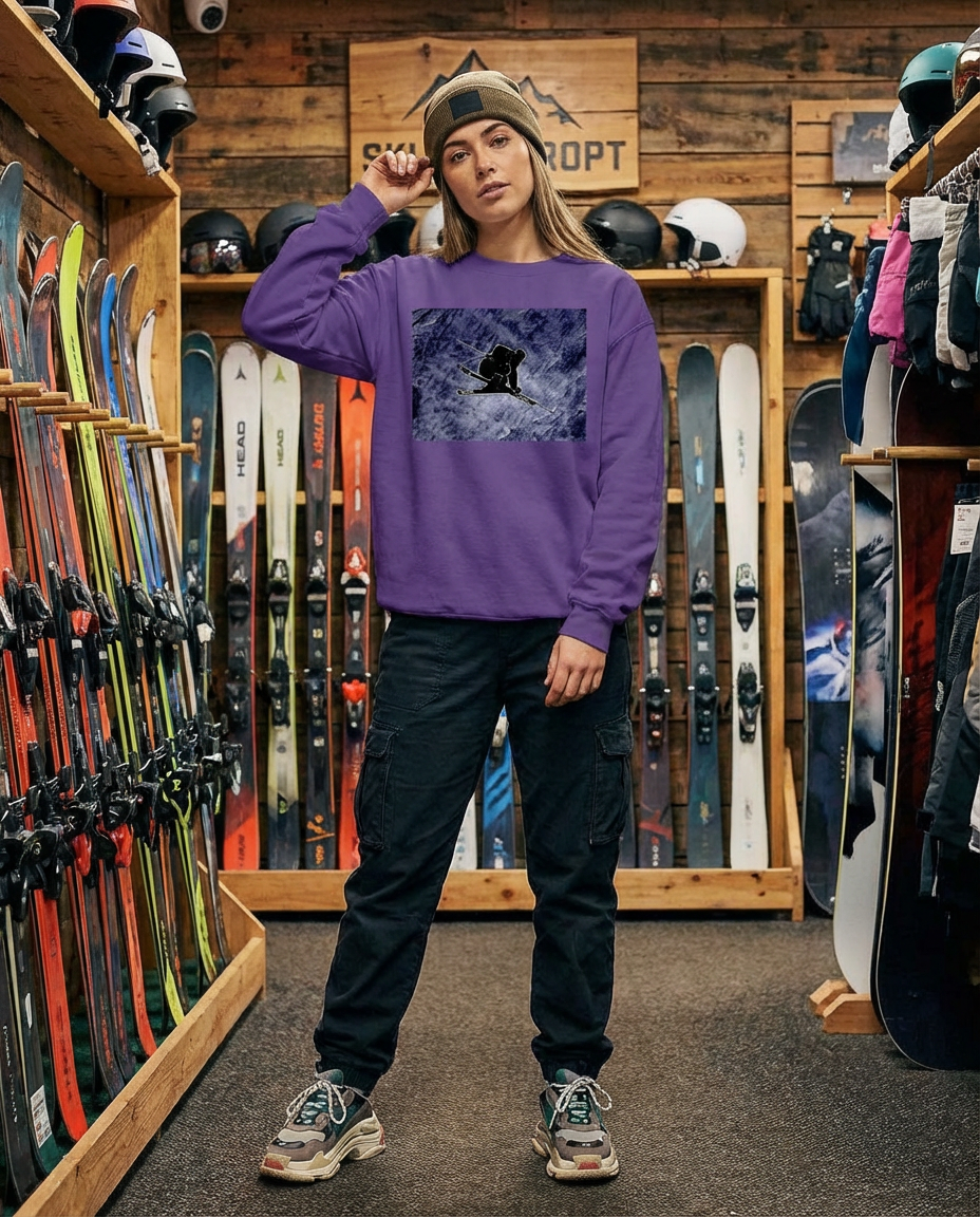 Big Air Skier Graphic, Volkl skier, Moss Apparel, Unisex Crewneck Sweater