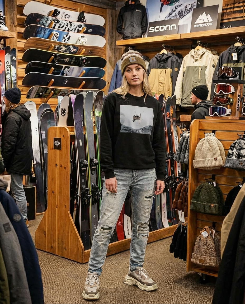 Big Air Jumper Hoodie, Extreme Sports, French Alps, Moss Apparel, Unisex Crewneck Sweater