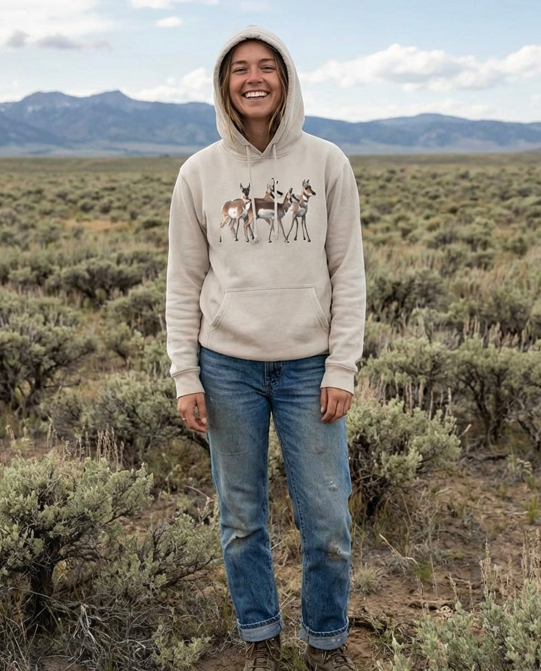 Pronghorn Huddle, The WYldlife Fund, Moss Apparel, Hoodie