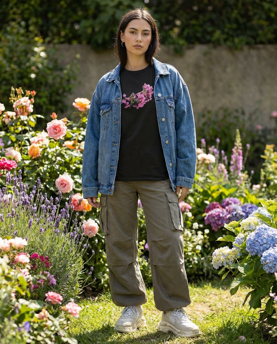 Bee and Butterfly Habitat Fund, Bee Pollinating Graphic, Moss Apparel, Ultra Cotton T-Shirt