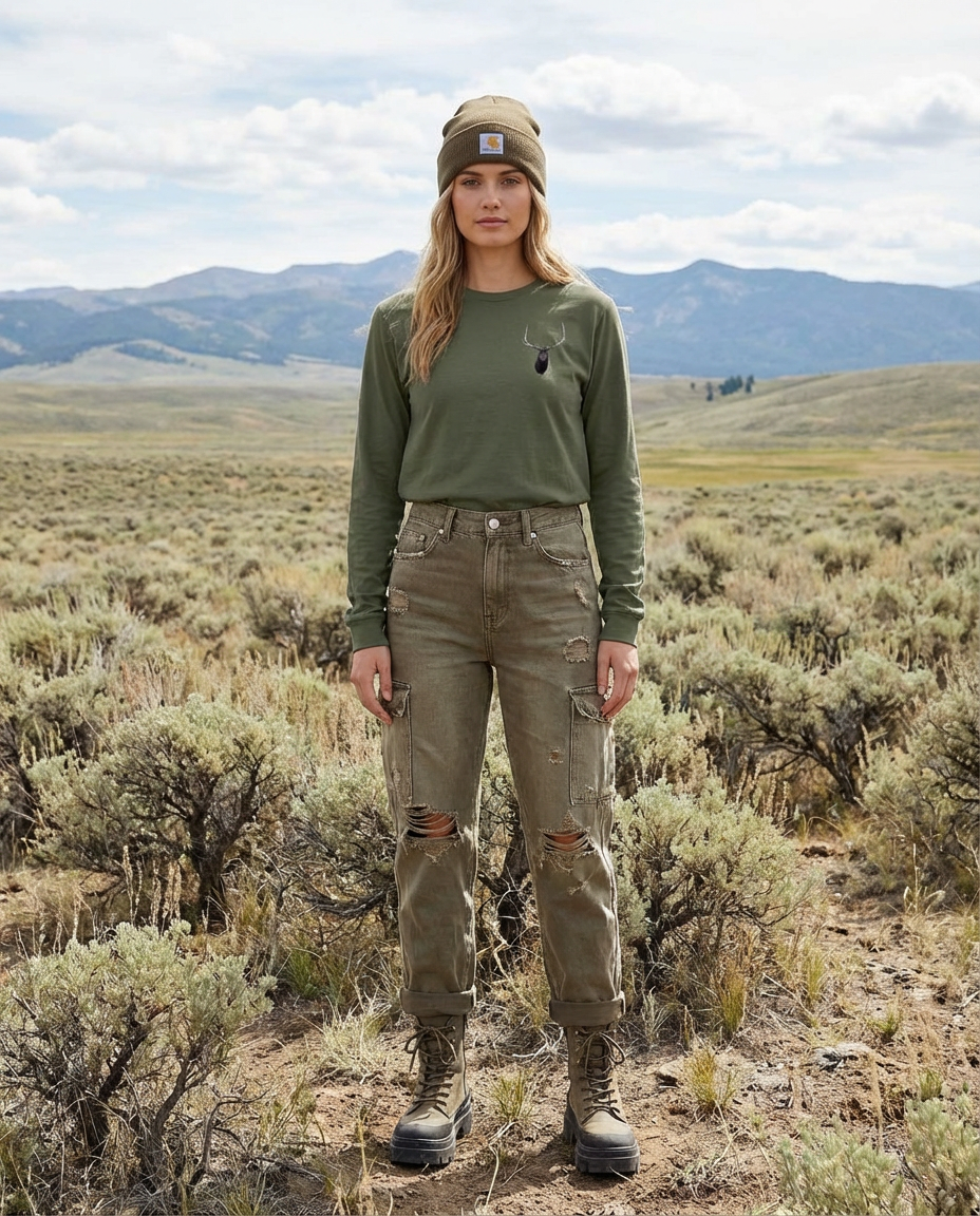 Elk Antlers, The WYldlife Fund, Moss Apparel, Long Sleeve T-Shirt