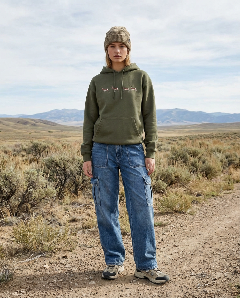 Pronghorn Run, The WYldlife Fund, Moss Apparel, Moss Apparel, Hoodie – Wildlife Apparel by Moss Apparel