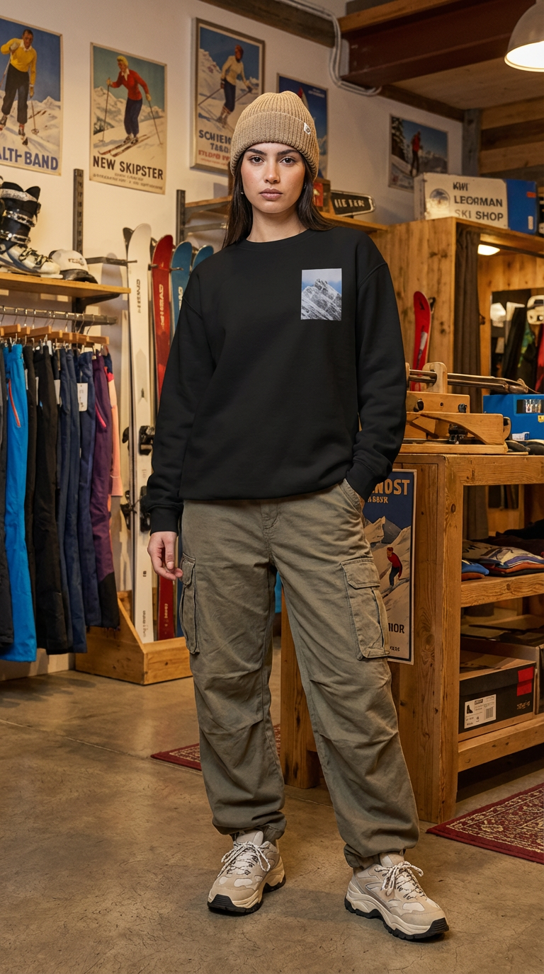 Snowy Mountain Peak, Cozy Unisex Ski Apparel, Moss Apparel, Unisex Crewneck Sweatshirt
