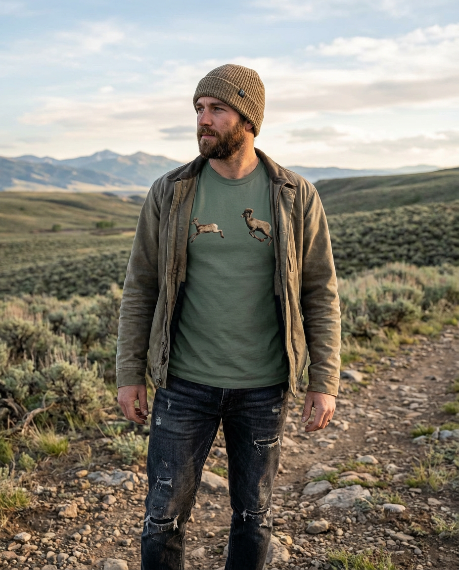 Bighorn Sheep Fun, The WYldlife Fund, Moss Apparel, Long Sleeve T-Shirt – Wildlife Apparel by Moss Apparel