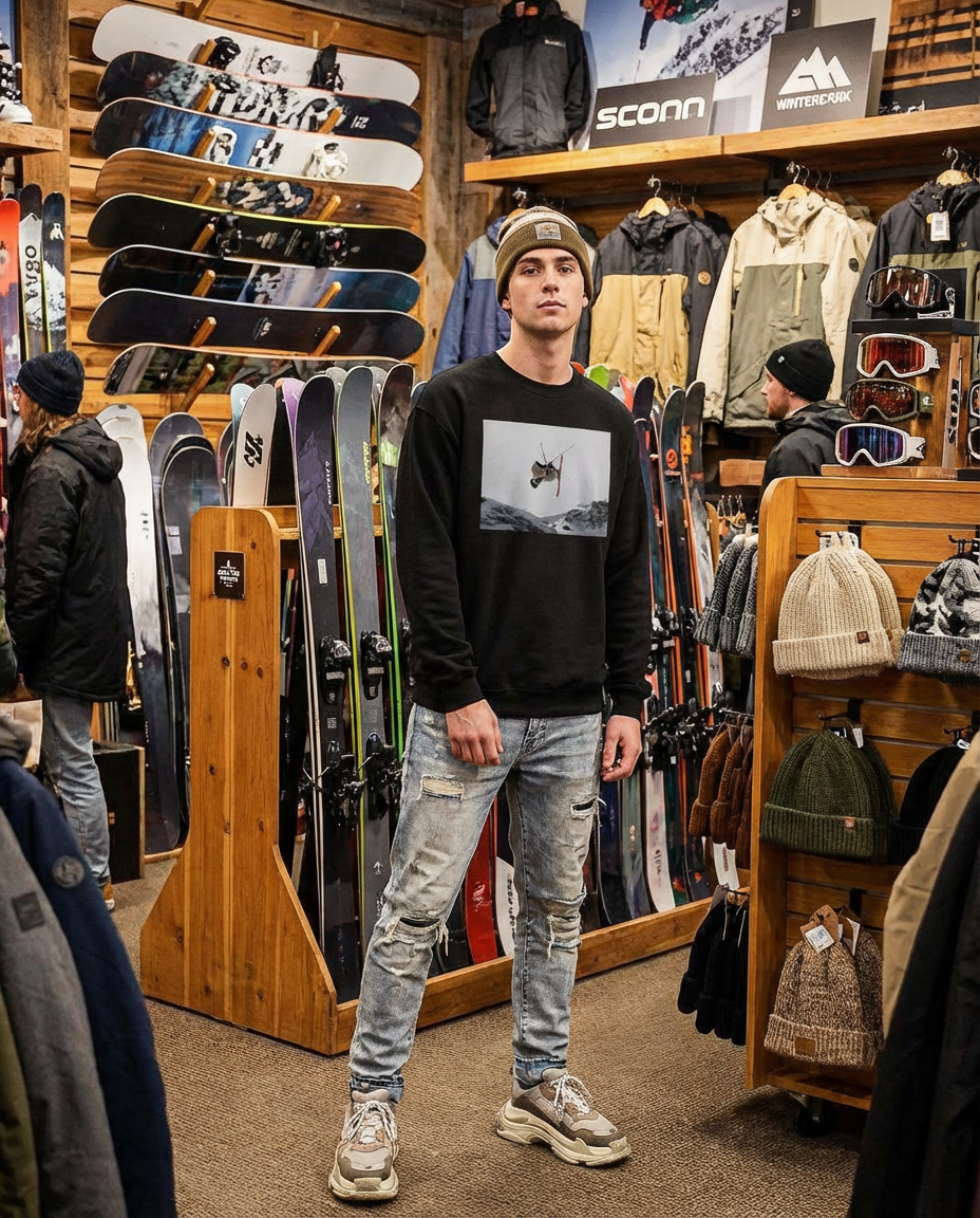 Big Air Jumper, Extreme Sports, French Alps, Moss Apparel, Unisex Crewneck Sweater – Wildlife Apparel by Moss Apparel