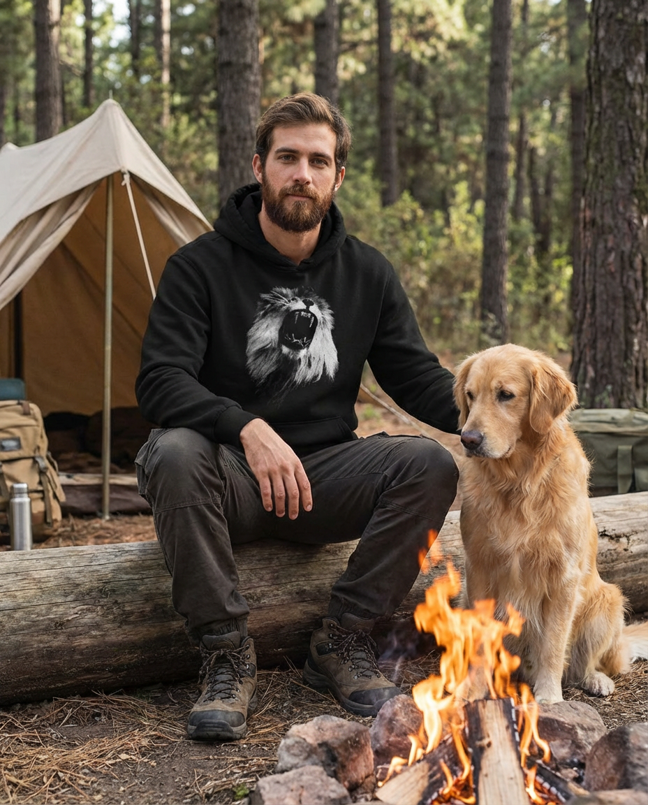 Fierce Lion, Moss Apparel Unisex Pullover Hoodie