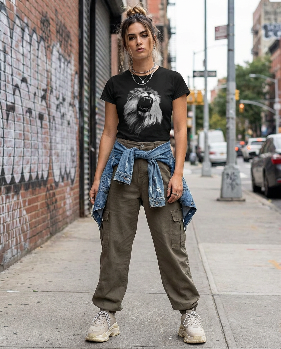 Majestic Lion, Wildlife Conservation, Cozy Casual Wear, Moss Apparel, Unisex T-Shirt