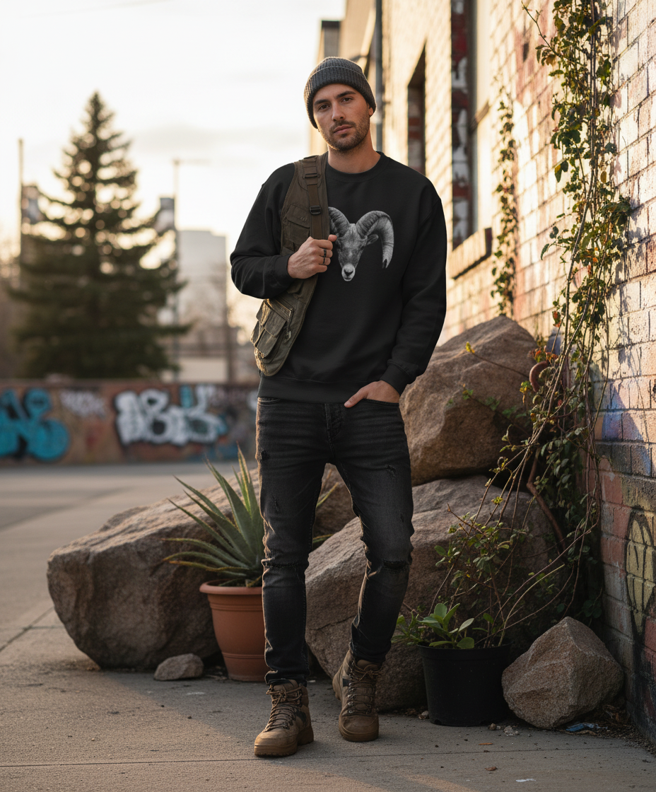 Bighorn Sheep, The WYldlife Fund, Moss Apparel, Crewneck Sweatshirt