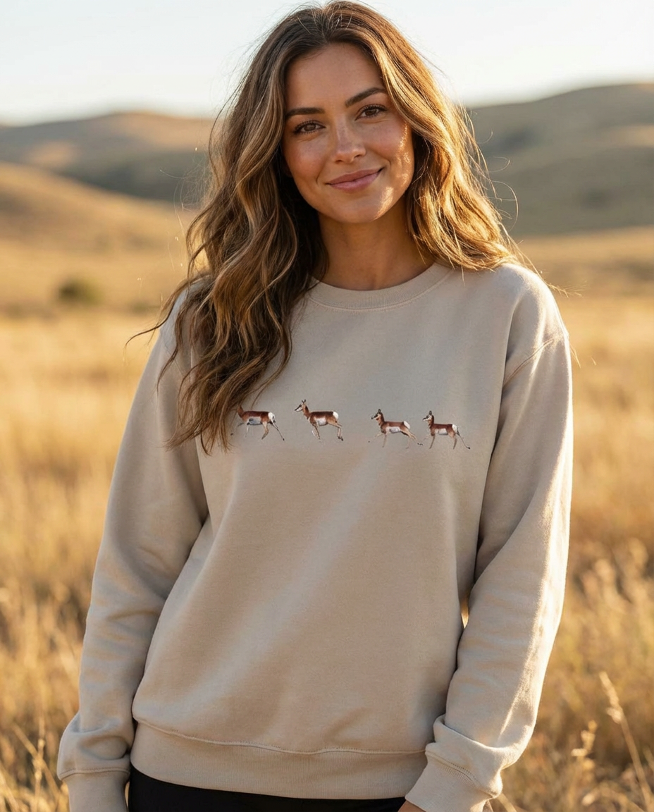 Pronghorn Run, The WYldlife Fund, Moss Apparel, Crewneck Sweatshirt