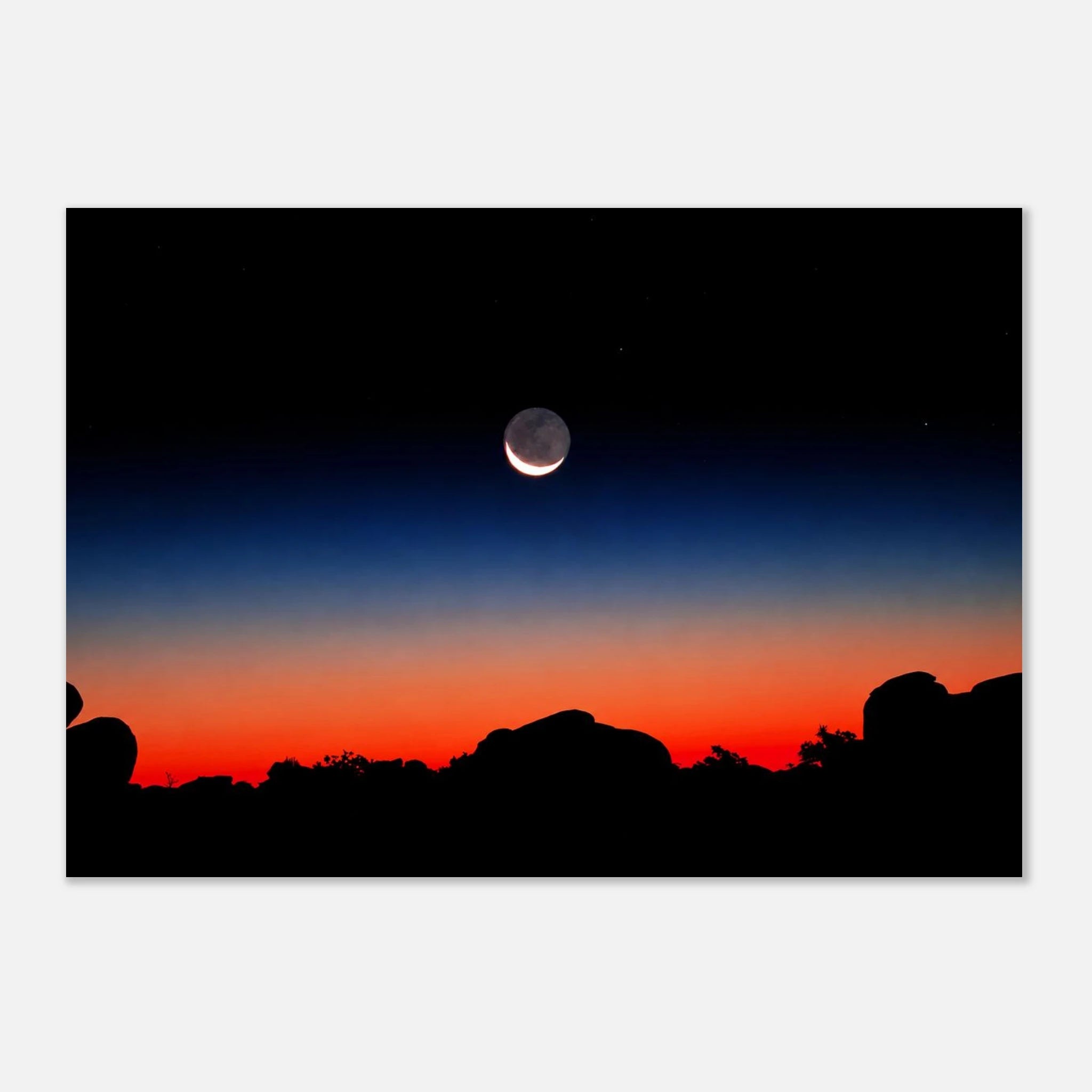 Moonrise over the Desert Aluminum Print – Joshua Tree Landscape Photography by Robert Moss – Fine Art Photography Print