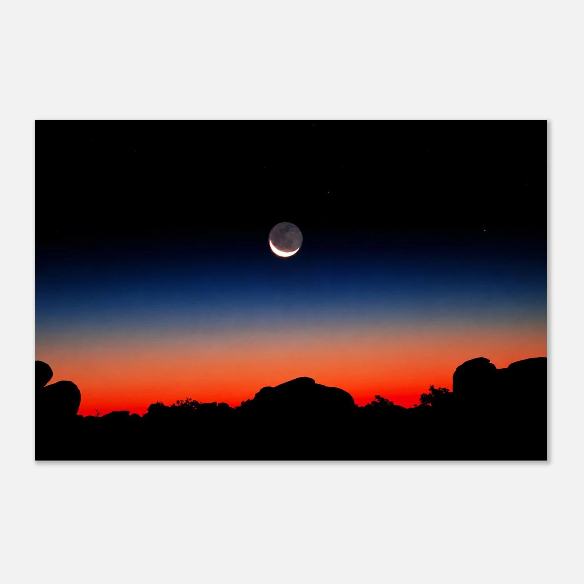 Close-up detail of the Moonrise over the Desert print showing the incredible texture and matte finish of the aluminum DIBOND®