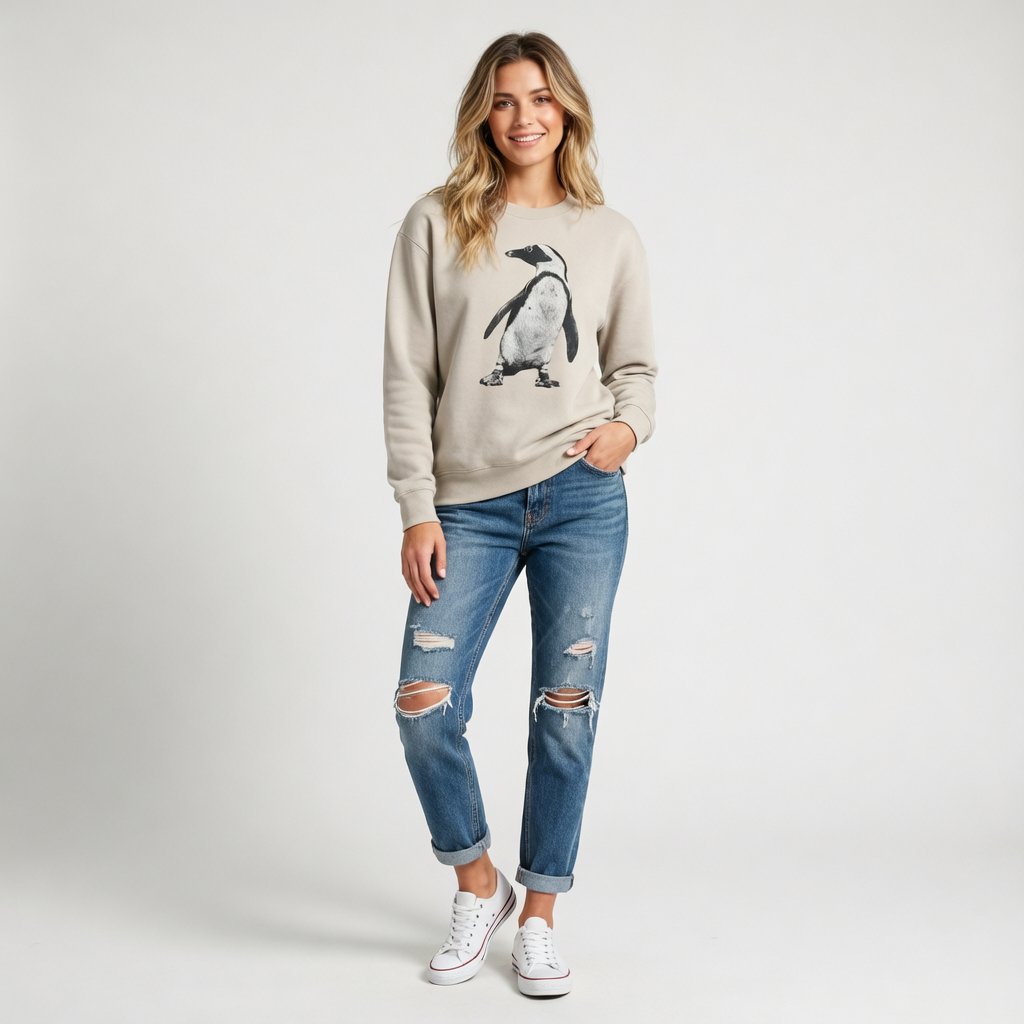 Dancing Penguin, Moss Apparel, Crewneck Sweatshirt