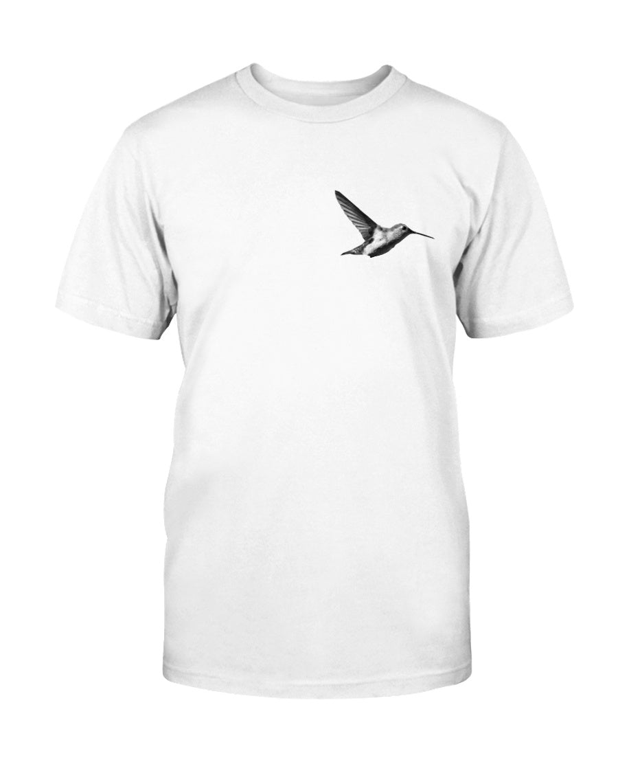 Humming Bird in Flight B&W Design Made In The USA T-Shirt – Wildlife Apparel by Moss Apparel