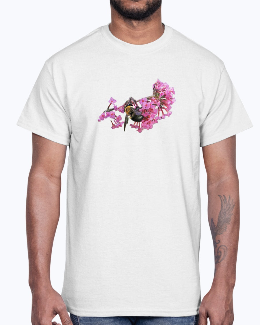 Bee and Butterfly Habitat Fund, Bee Pollinating Graphic, Moss Apparel, Ultra Cotton T-Shirt – Wildlife Apparel by Moss Apparel