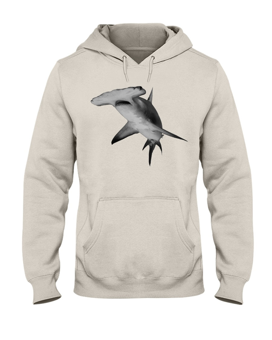 The Great Hammerhead Hoodie in Sand, showing the crisp photo print